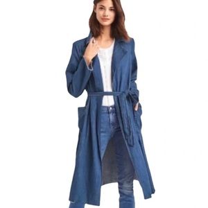 GAP Long denim open-front trench coat. Small